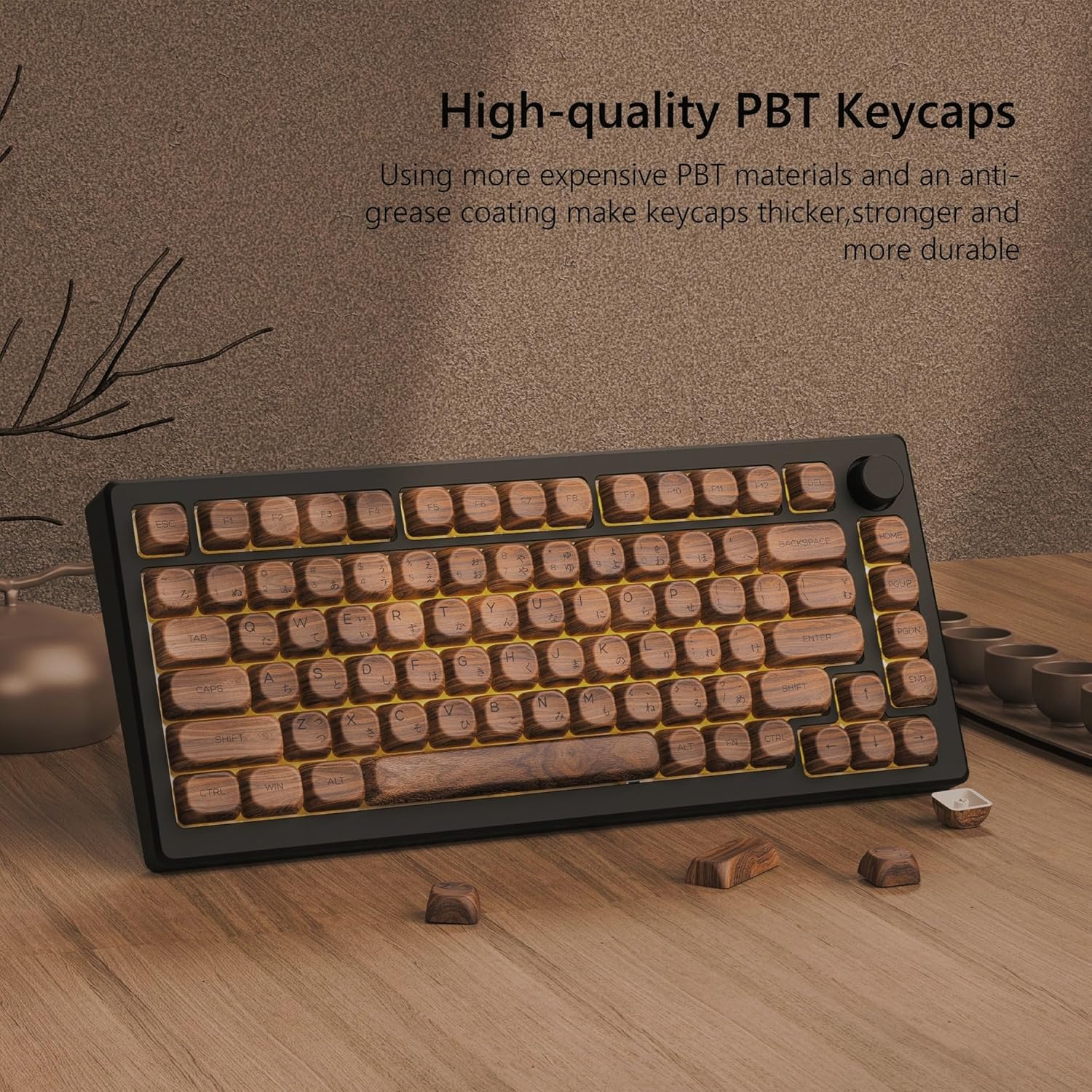 High-quality PBT Keycaps

Using more expensive PBT materials and an anti-grease coating make keycaps thicker, stronger and more durable