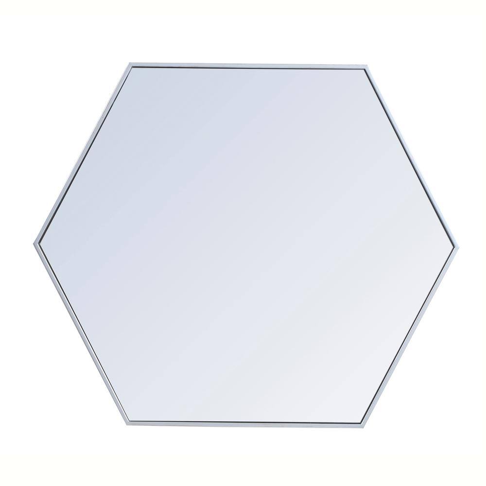 Back. Elegant Decor - Metal frame hexagon mirror 41 inch in silver - Silver.
