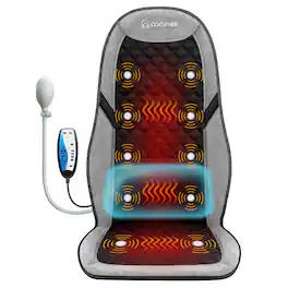 Comfier - Massage Seat Cushion with 10 Vibration Motors & Adjustable Lumbar Support - Light Gray
