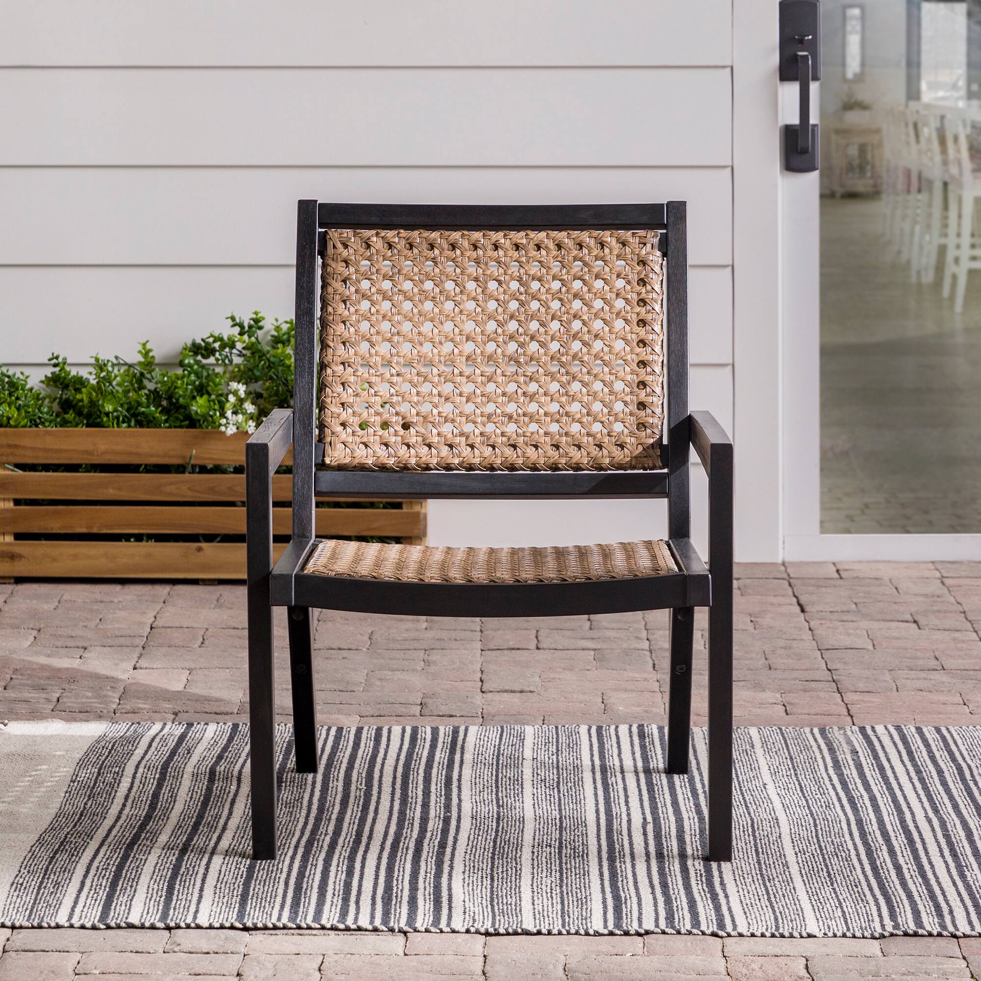 Alt View 11. Walker Edison - Boho Solid Wood Outdoor Accent Chair - Black Wash.