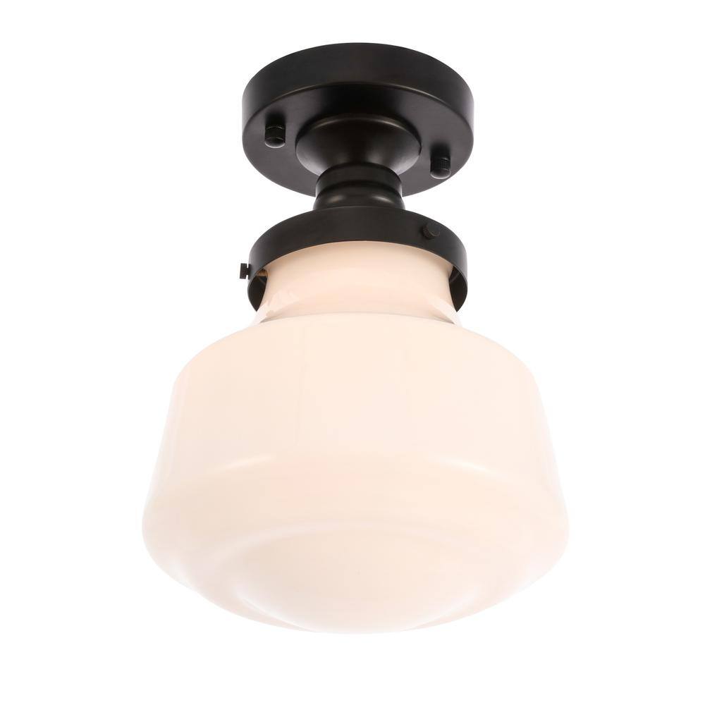 Alt View 4. Living District - Lyle 1 light Black and frosted white glass Flush mount - Black And Frosted White Glass.