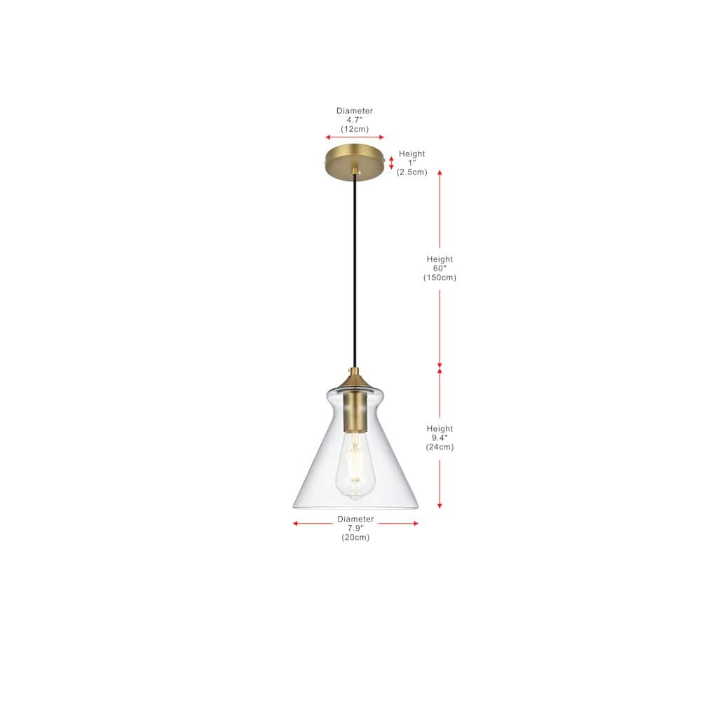 Living District - Destry 8 Inch Pendant Clear Shade in Satin Gold - Satin Gold And Clear