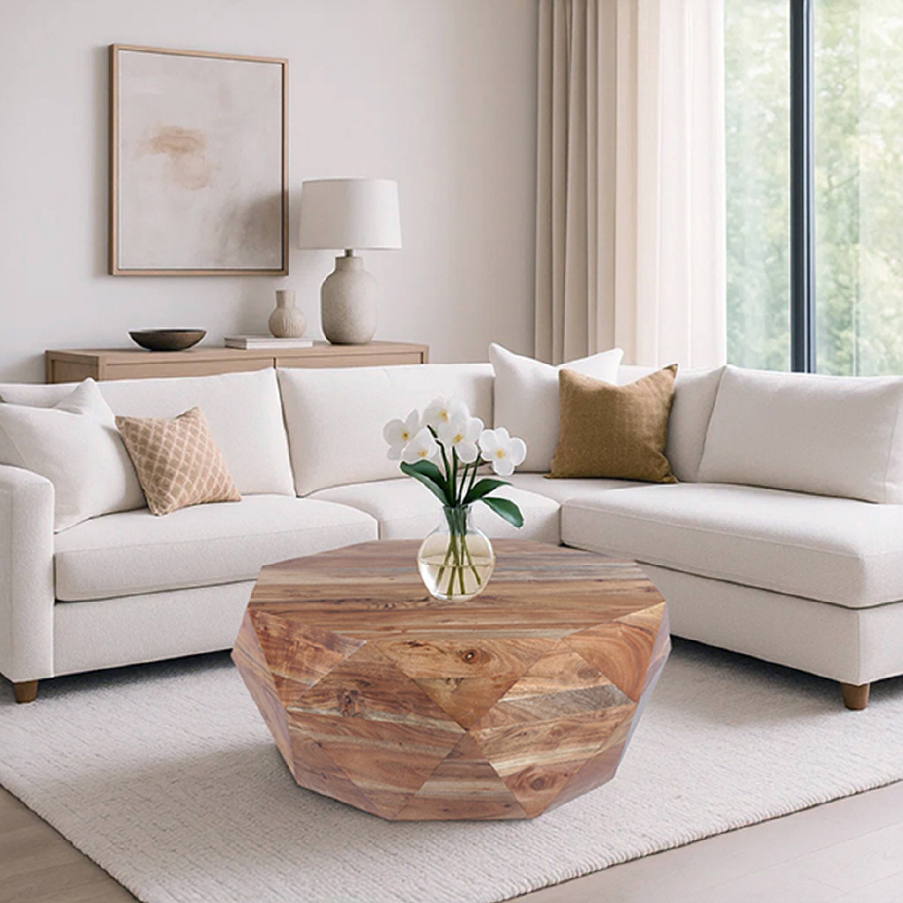 Alt View 7. Manhattan Lane - Bon 33 Inch Diamond Shape Acacia Wood Coffee Table With Smooth Top - Brown.
