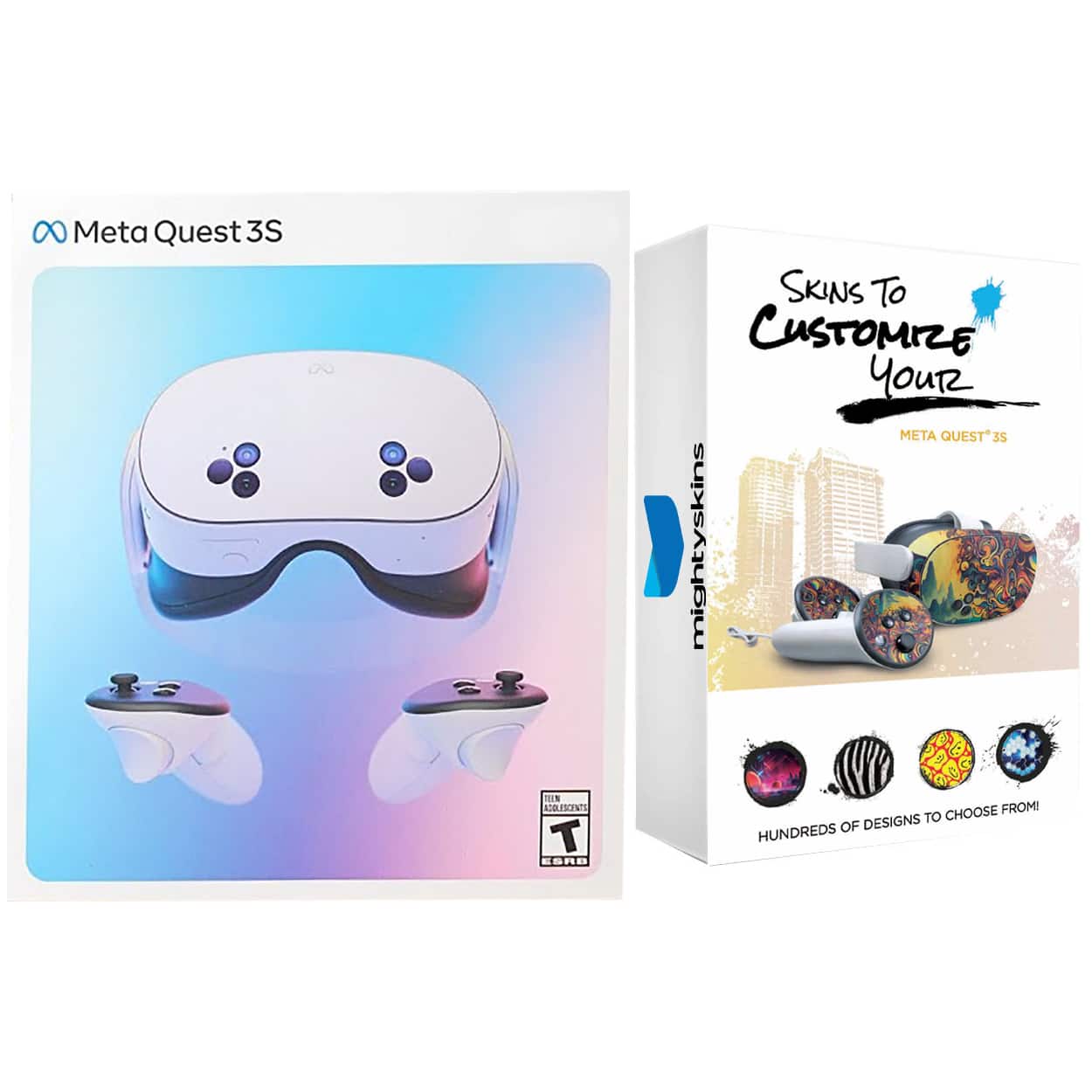 Meta - Quest 3S 256GB Virtual Reality VR Headset with MightySkins Custom Skin Code - White