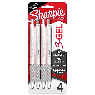 Sharpie - S-Gel Retractable Gel Pen, Medium Point, 0.7mm, 4/Pack - Black Ink