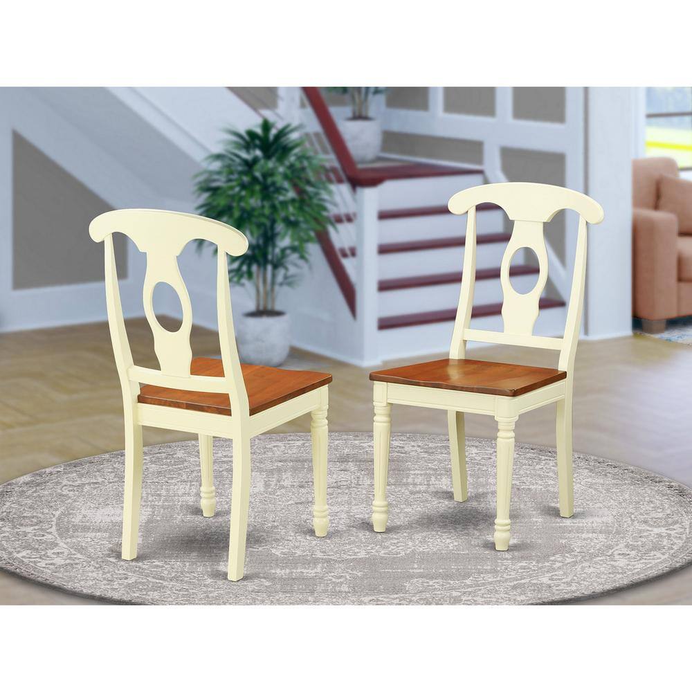 Angle. East West Furniture - Dining Room Set Buttermilk & Cherry - Brown.