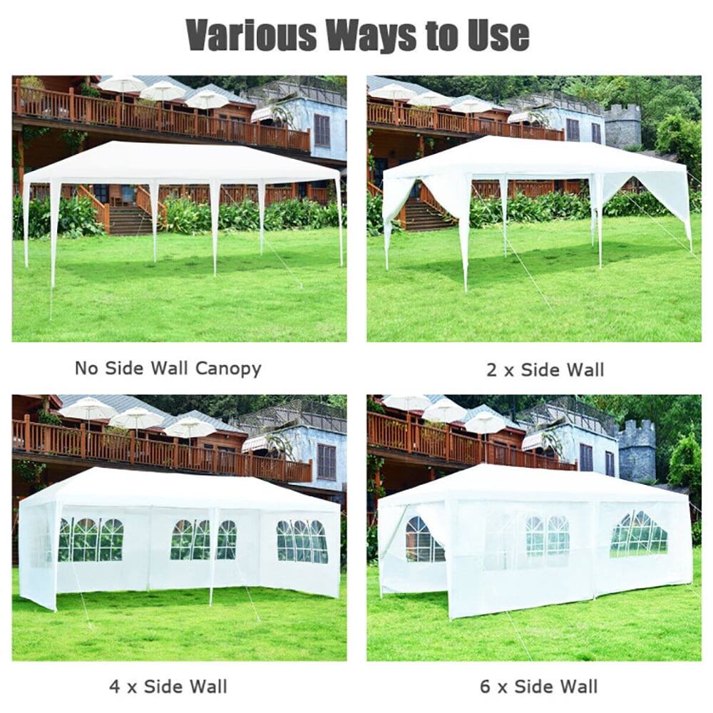 Various Ways to Use

- No Side Wall Canopy
- 2 x Side Wall
- 4 x Side Wall
- 6 x Side Wall