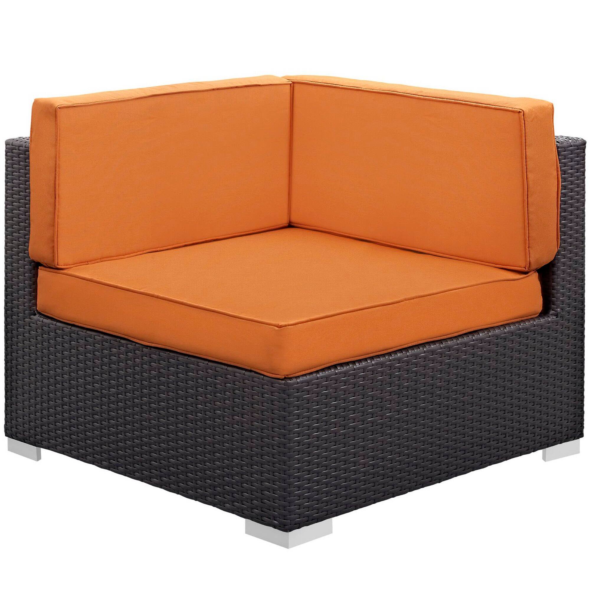Angle. Modway - Gather Outdoor Patio Corner Sectional Set of 2 by Modway - Espresso Orange.