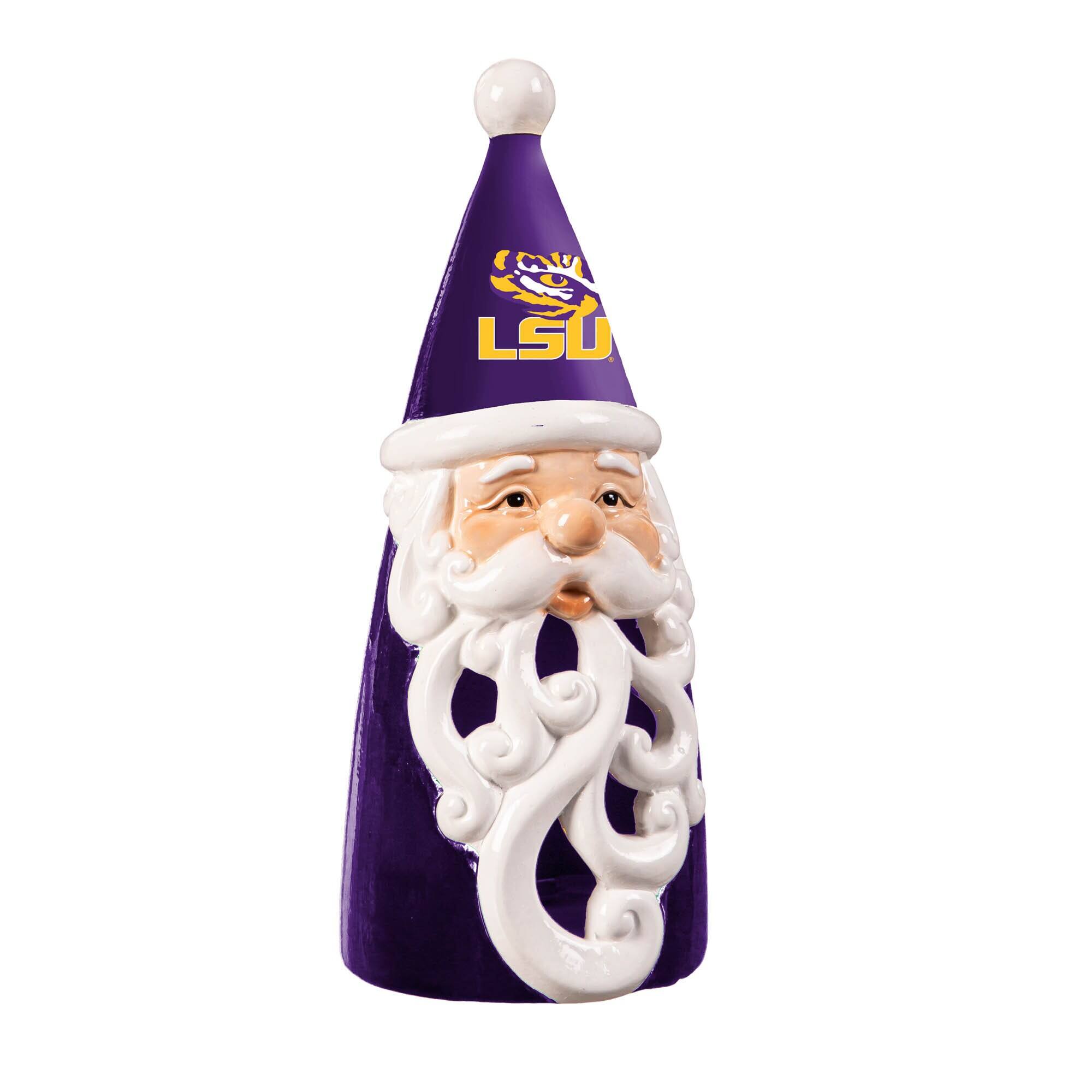 Front. Evergreen Enterprises - LSU Tigers 8" LED Santa Statue - Purple.