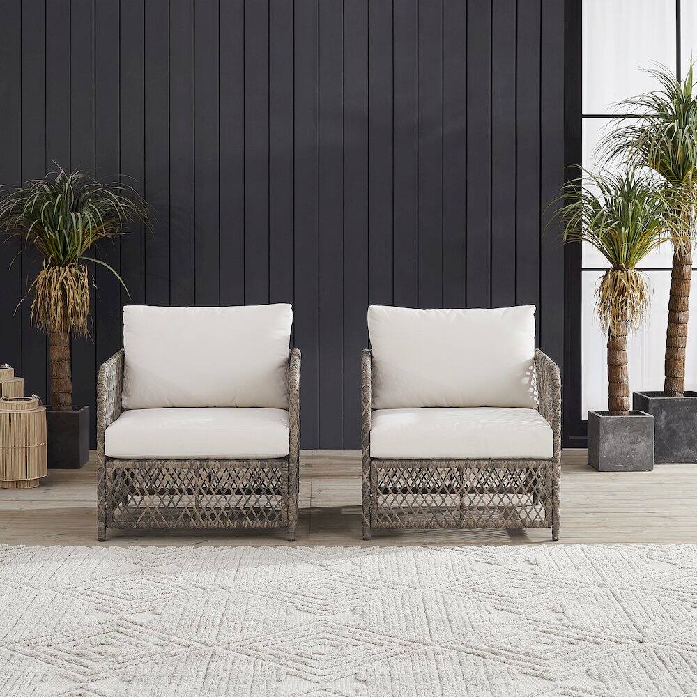 Alt View 7. Crosley Furniture - Granite Bay 2-Piece Wicker Outdoor Chair Set - 2 Chairs - Creme.