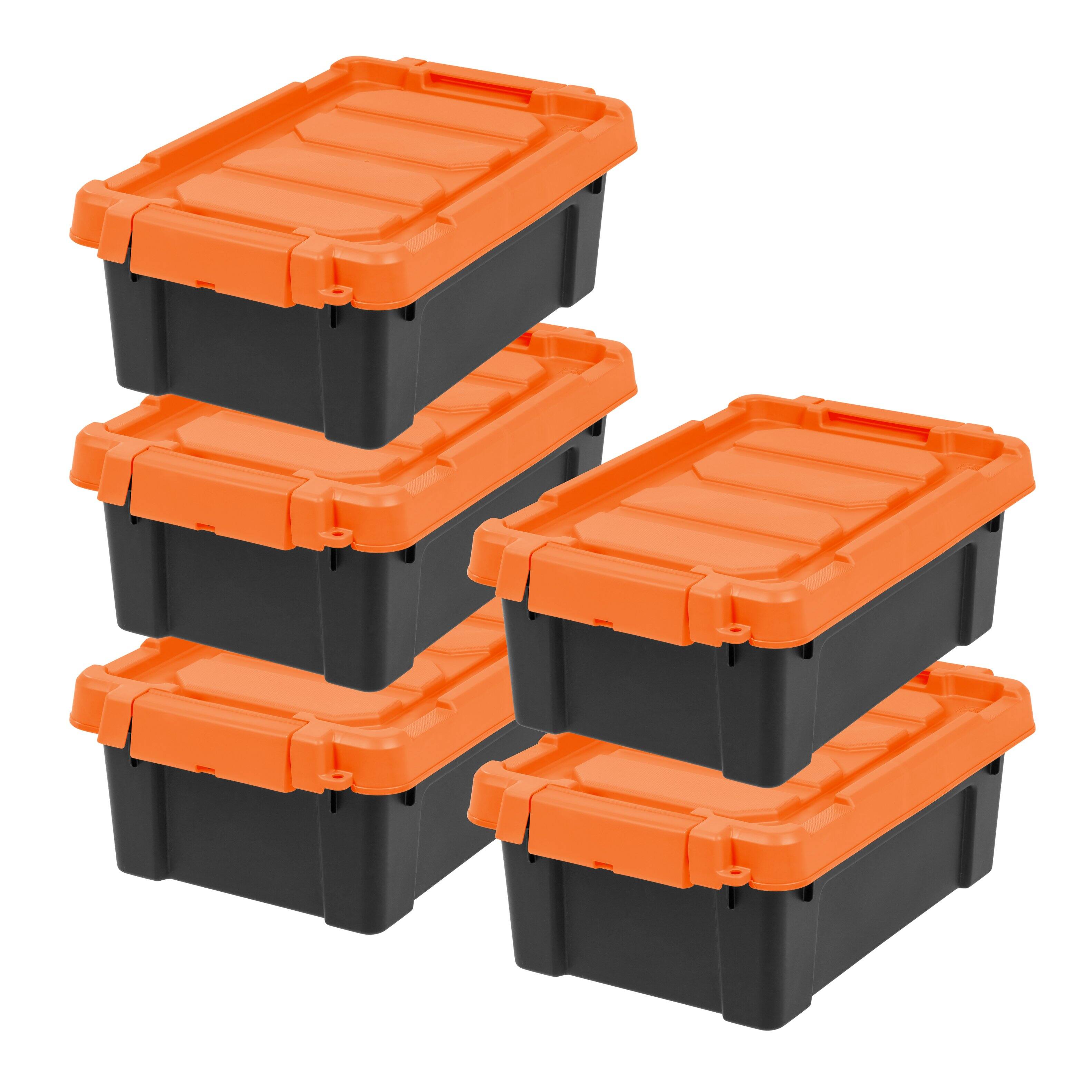 Front. IRIS USA - IRIS USA Lockable Heavy Duty Plastic Storage Bins Container with Lids and Secure Latching Buckles - Black/Orange.