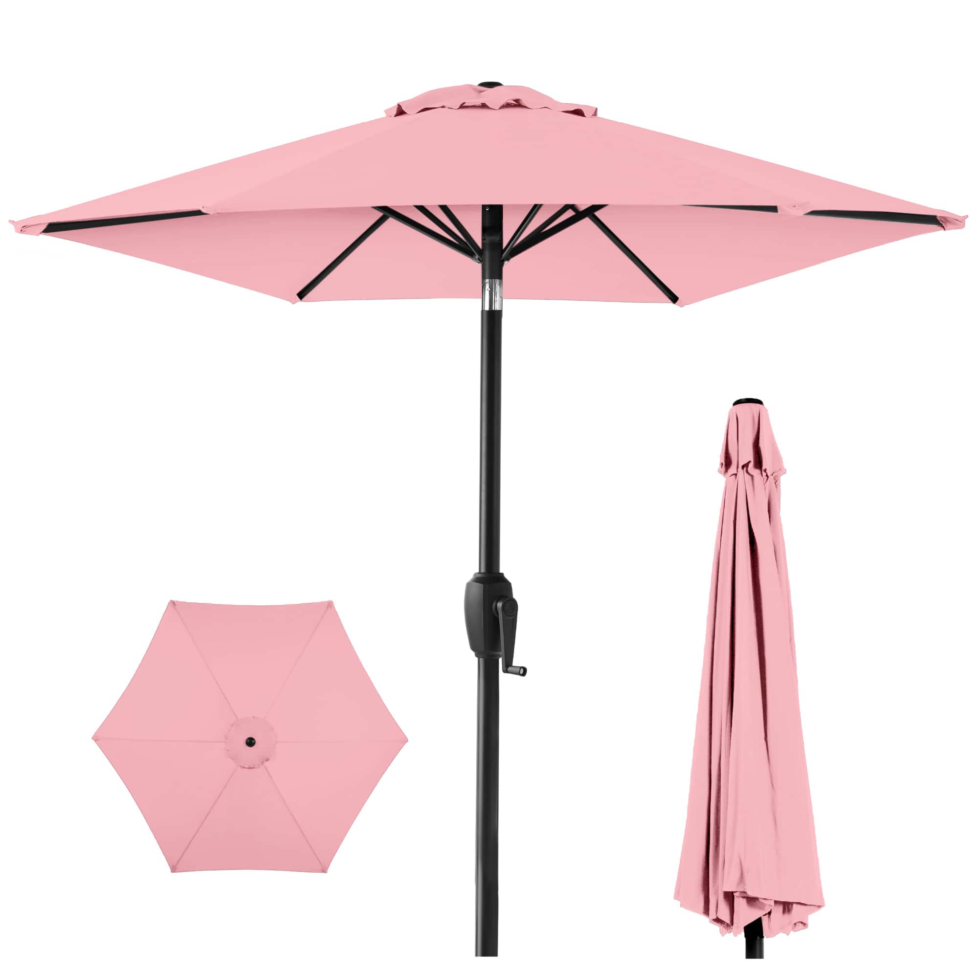Photos - Parasol Best Choice Products - 7.5ft Heavy-Duty Outdoor Market Patio Umbrella w/ Push Button Tilt, Easy Crank - Carnation SKY9731 