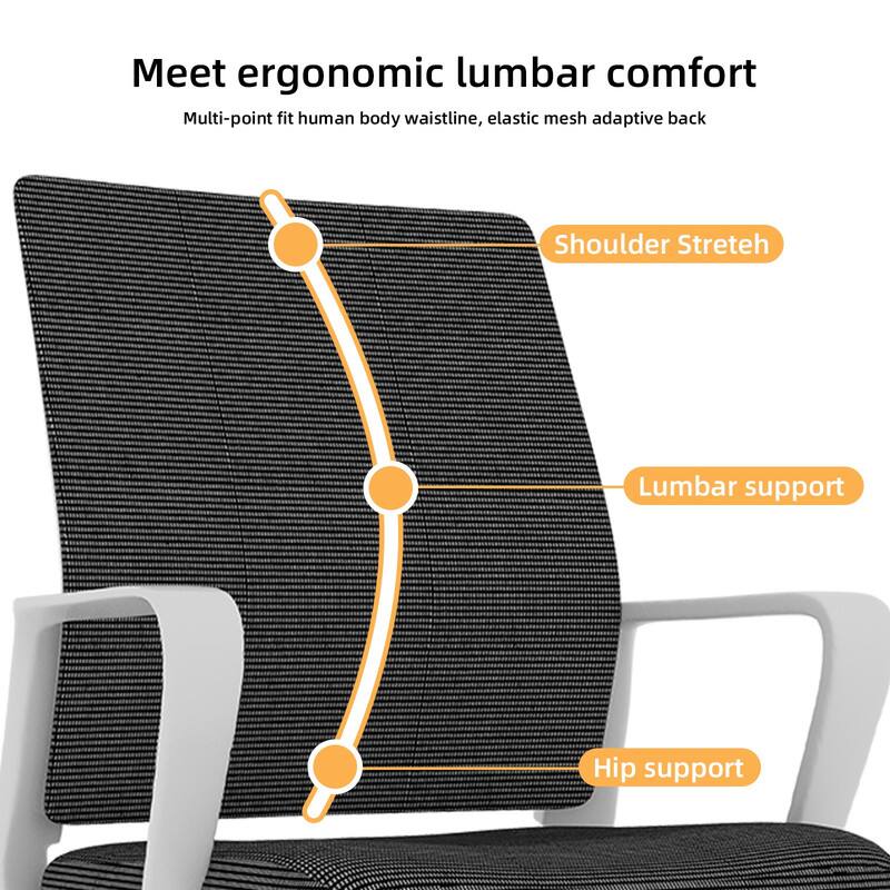 Meet ergonomic lumbar comfort  
Multi-point fit human body waistline, elastic mesh adaptive back  
Shoulder Stretch  
Lumbar support  
Hip support