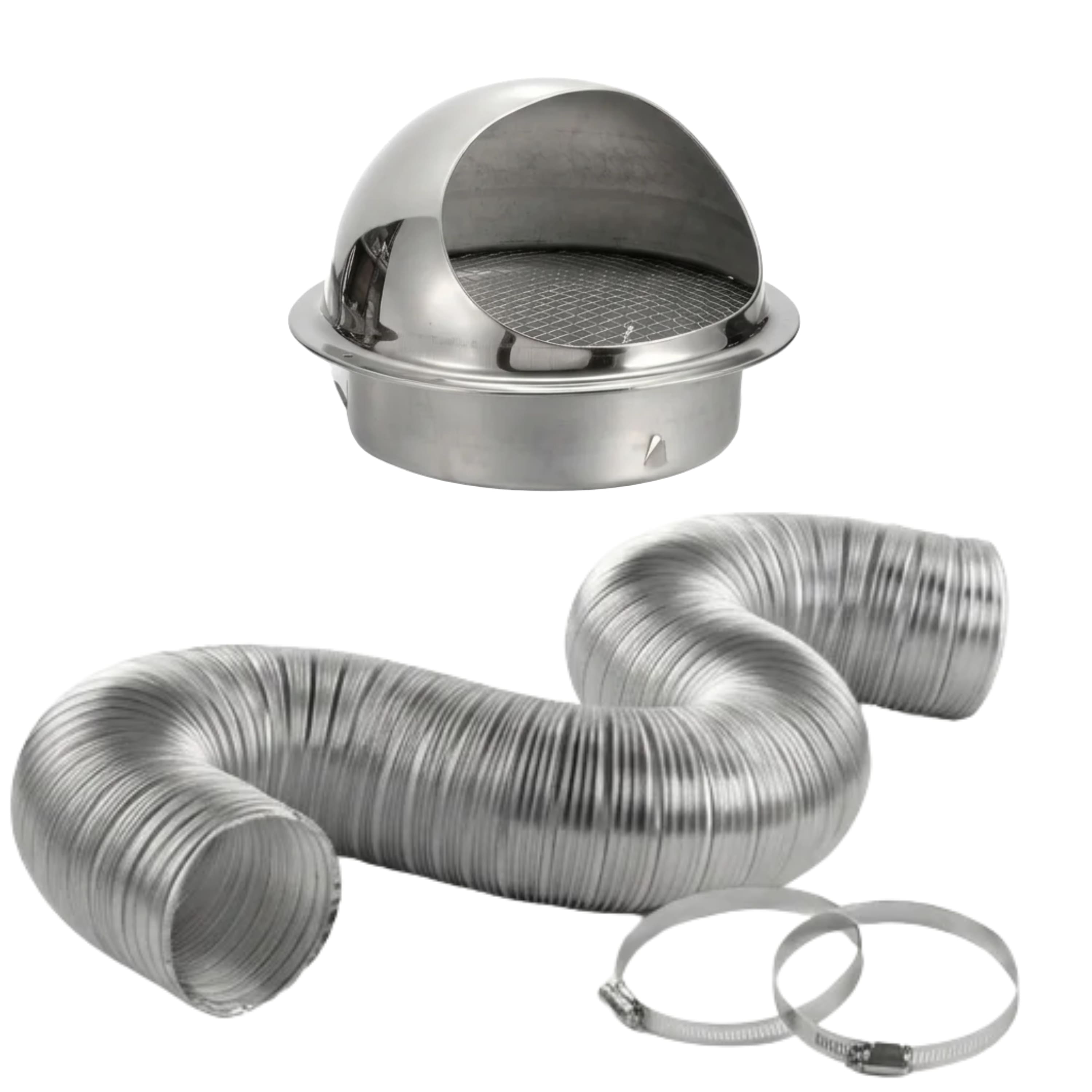 Equator - Outside Vent kit with damper (Stainless) - Silver