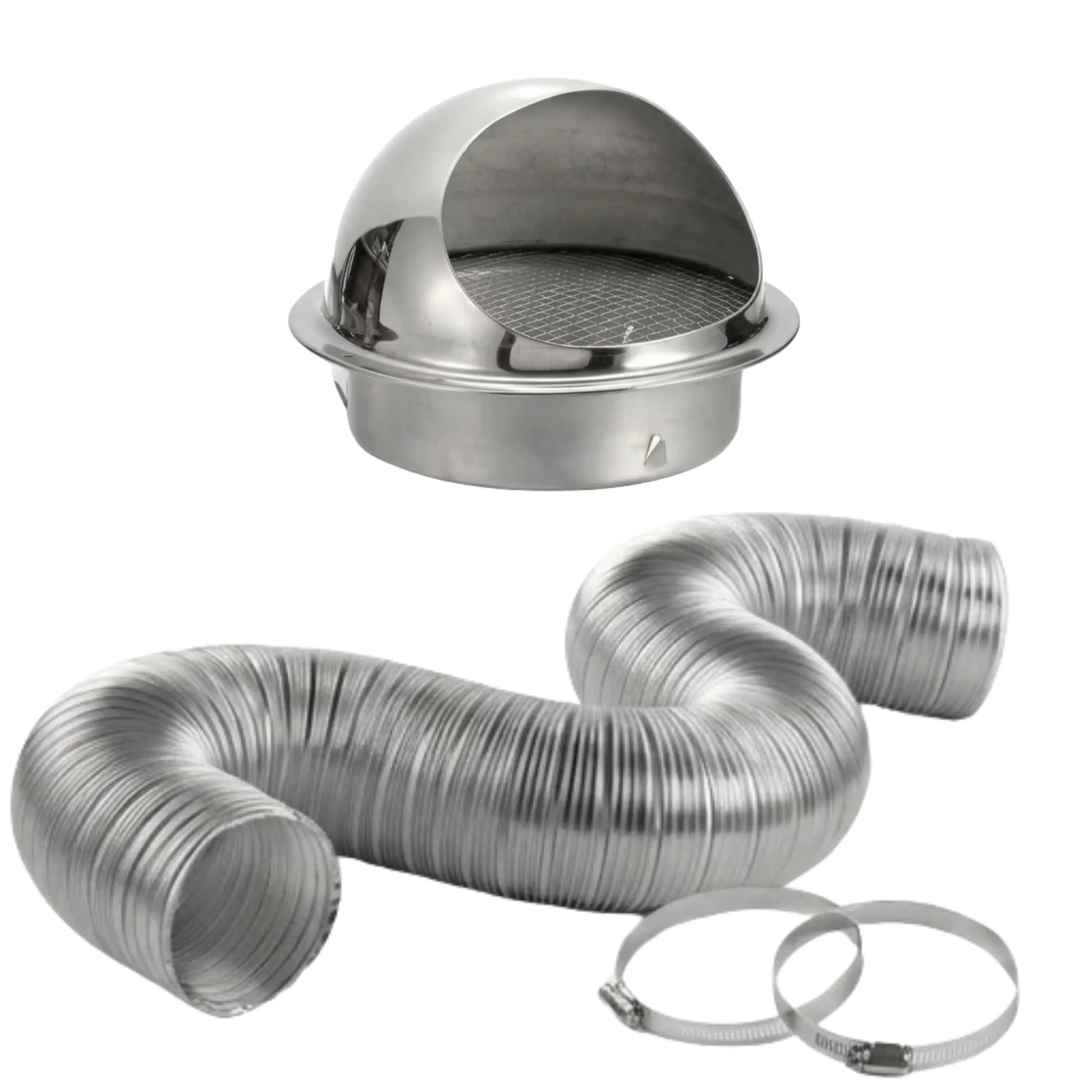 Front. Equator - Equator Outside Vent kit with damper (Stainless) - Silver.