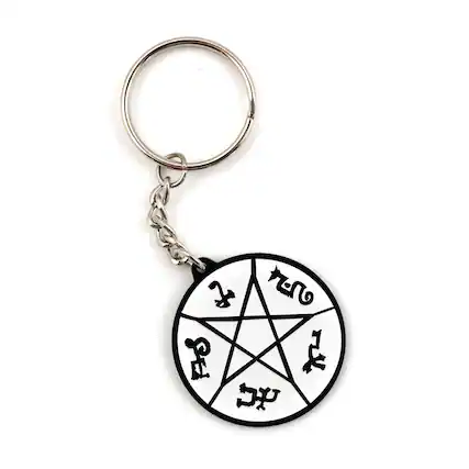 Front. Just Funky - Supernatural Devil's Trap Soft Enamel/Metal Key Chain - Black.