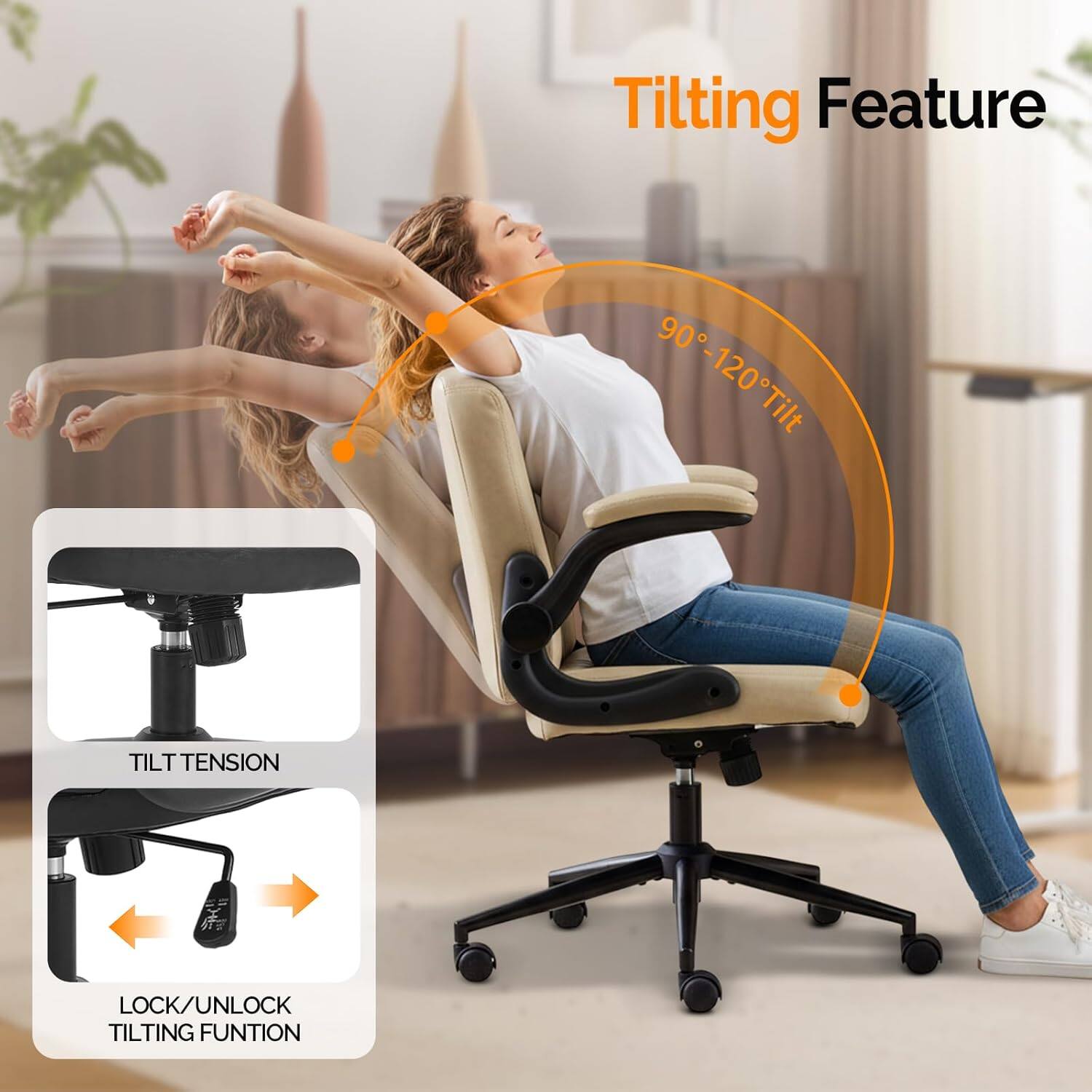 Tilting Feature  
90°-120° Tilt  
TILT TENSION  
LOCK/UNLOCK TILTING FUNCTION