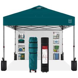 Best Choice Products - 10x10ft Easy Setup Pop Up Canopy, Portable Tent w/ Side Wall, 1-Button Push, Case - Cerulean