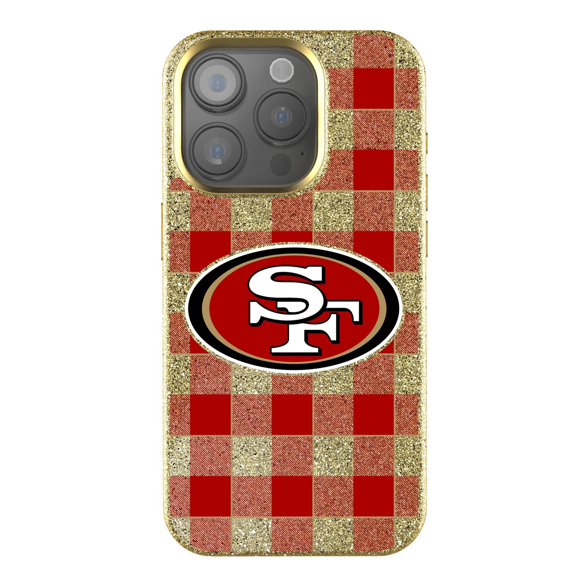 Keyscaper - NFL - San Francisco 49ers Plaid Bling iPhone Case - 15 - Gold