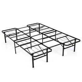 Costway - Twin/ Full Folding Metal Platform Bed Frame 13 Inch Mattress Foundation 660 LBS - Black
