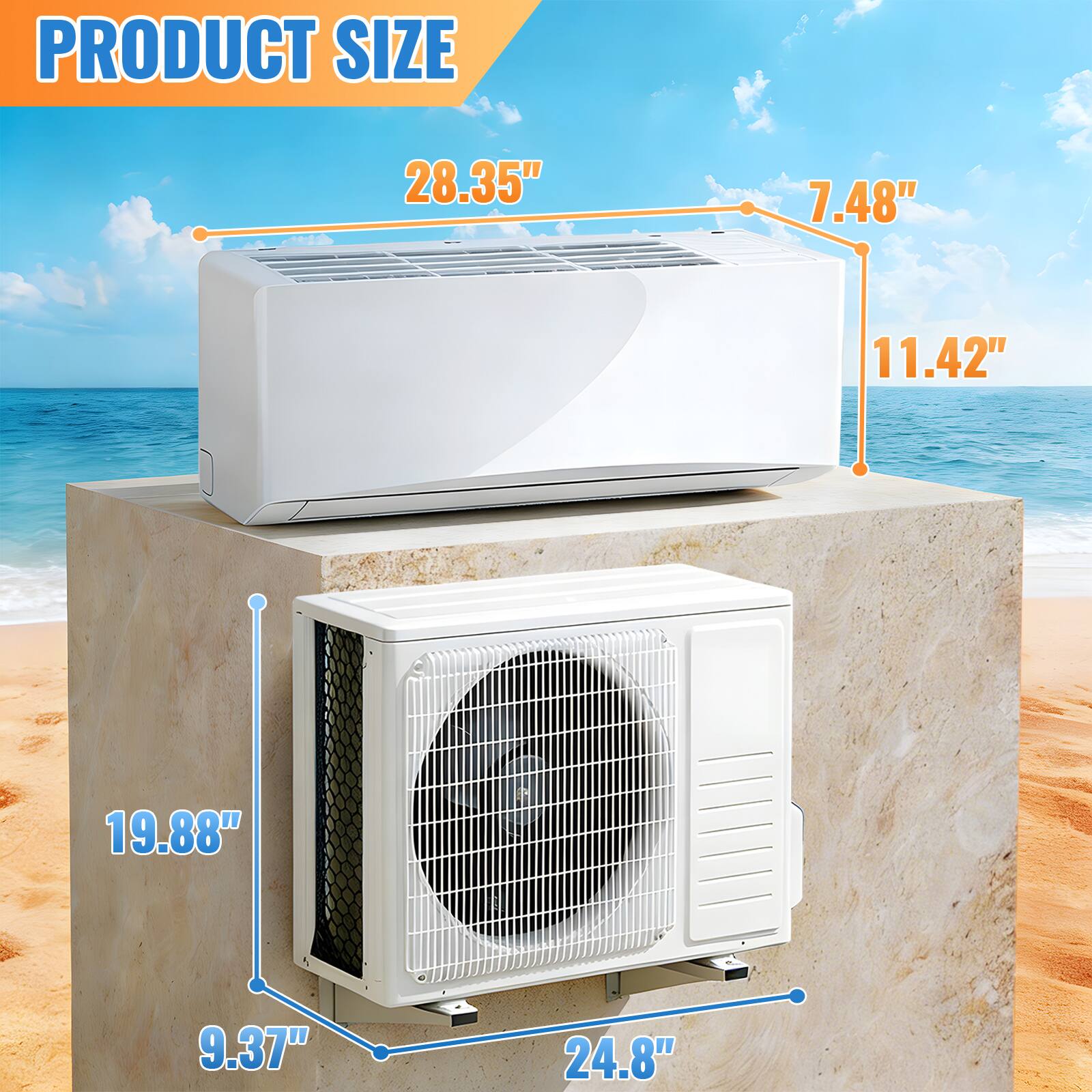 PRODUCT SIZE  
28.35" x 7.48" x 11.42"  
19.88" x 9.37" x 24.8"