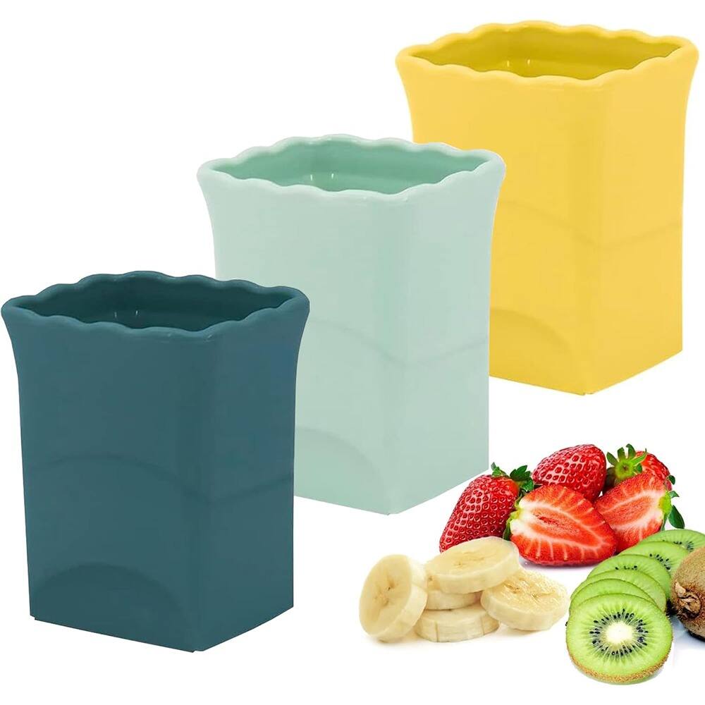 PARKER SLATER - 3Pcs Strawberry Slicer Cup, Portable Fruit and Vegetable Cutter for Egg, Banana, Mushroom, Cucumber, Kiwi, Salad - Green