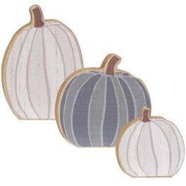 BreeBe - 3/Set White & Gray Chunky Pumpkin Sitters - Multi