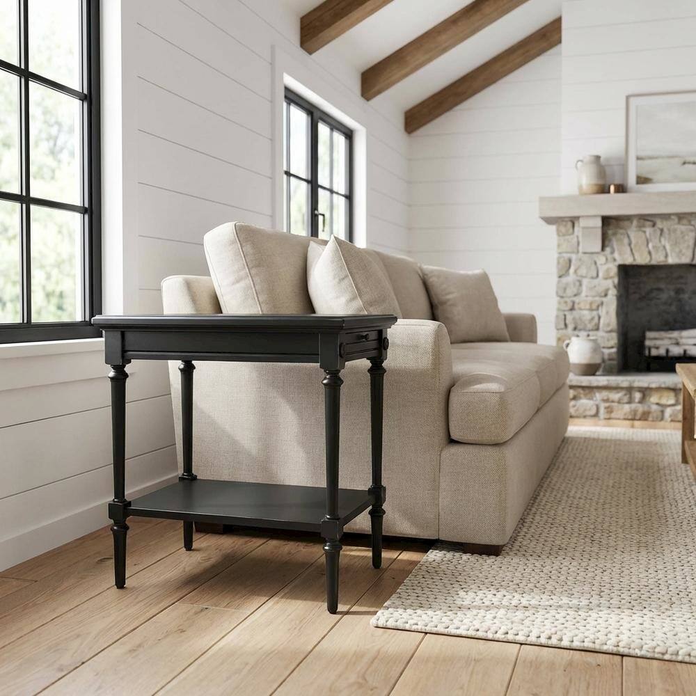 Alt View 4. Starlight Canyon Home - Rectangular End Table, Traditional Wood Accent Side Table for Living Room - Black.