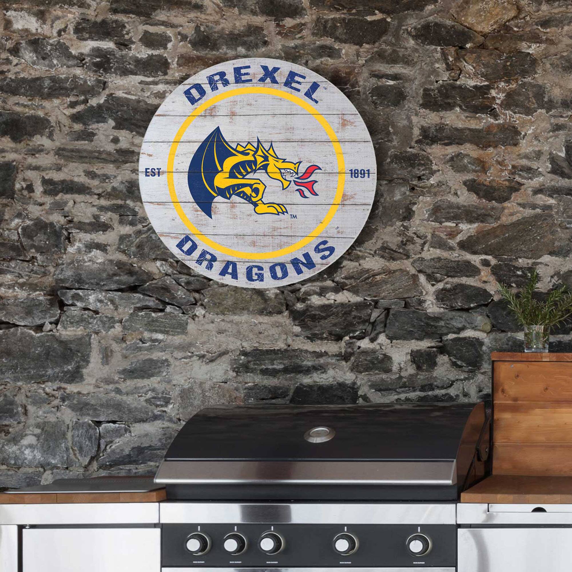 Jardine Drexel Dragons 20'' x 20'' Indoor/Outdoor Weathered Circle Sign ...