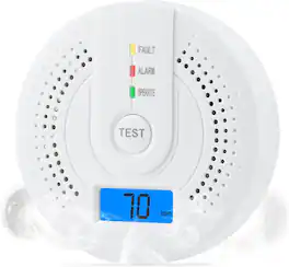 Auledio - Battery-operated CO detector Alarm with sensitive sensor and digital display,suitable for Travel, Hotel, Home - White