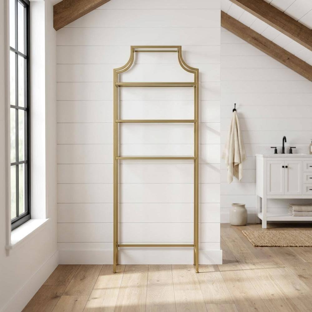 Left. FurniFact - Soft Gold Space Saver Bathroom Vanity with Anti-Tip Hardware - Soft Gold.