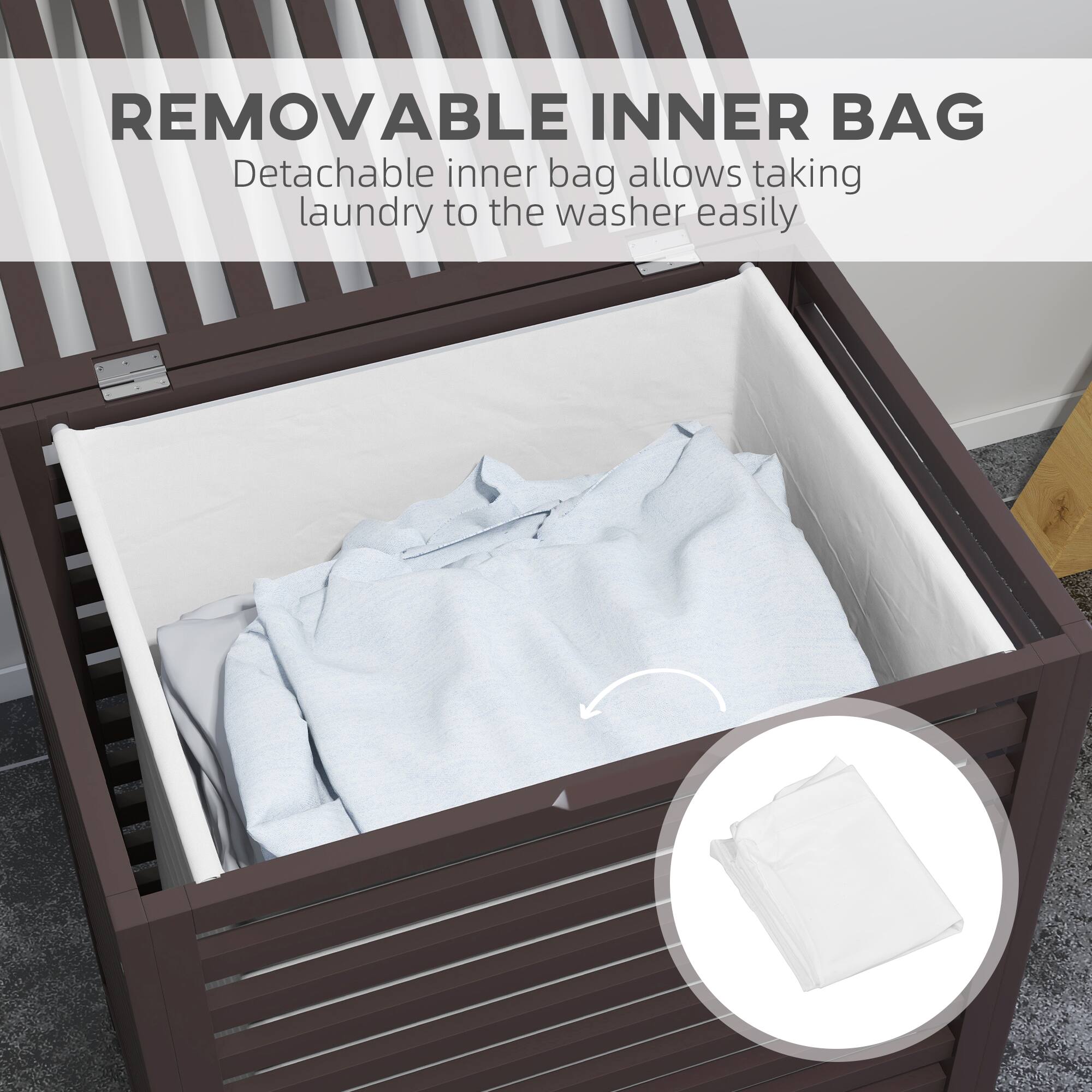 REMOVABLE INNER BAG
Detachable inner bag allows taking laundry to the washer easily