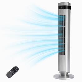 Sweet - 36" Bladeless Tower Fan with 5 Speeds, 64° Oscillation, Remote Control & 12-Hour Timer - Gray