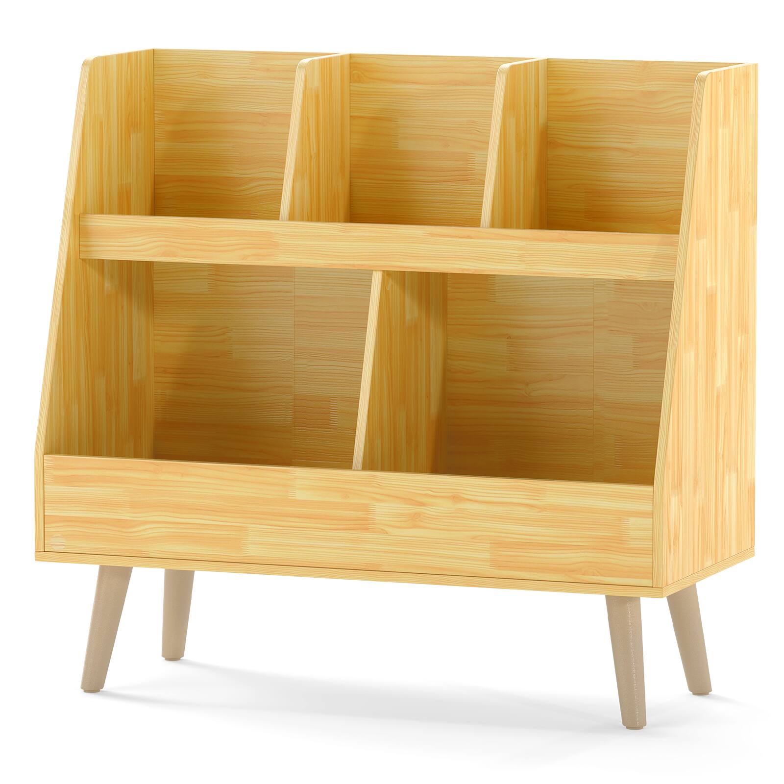 Alt View 9. Costway - Costway 5-Cube Kids Bookshelf and Toy Organizer Wooden Storage Bookcase with Wood Legs - B-Beige.