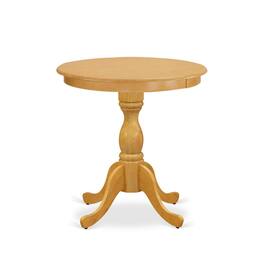 East West Furniture - Beautiful Small Table with Color Table Top Surface and Asian Wood Small Dining Table Wooden Legs - Finish - Oak