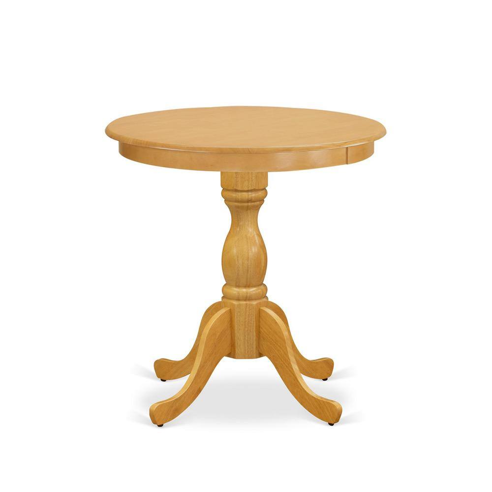 Front. East West Furniture - Beautiful Small Table with Oak Color Table Top Surface and Asian Wood Small Dining Table Wooden Legs - Oak Finish - Oak.