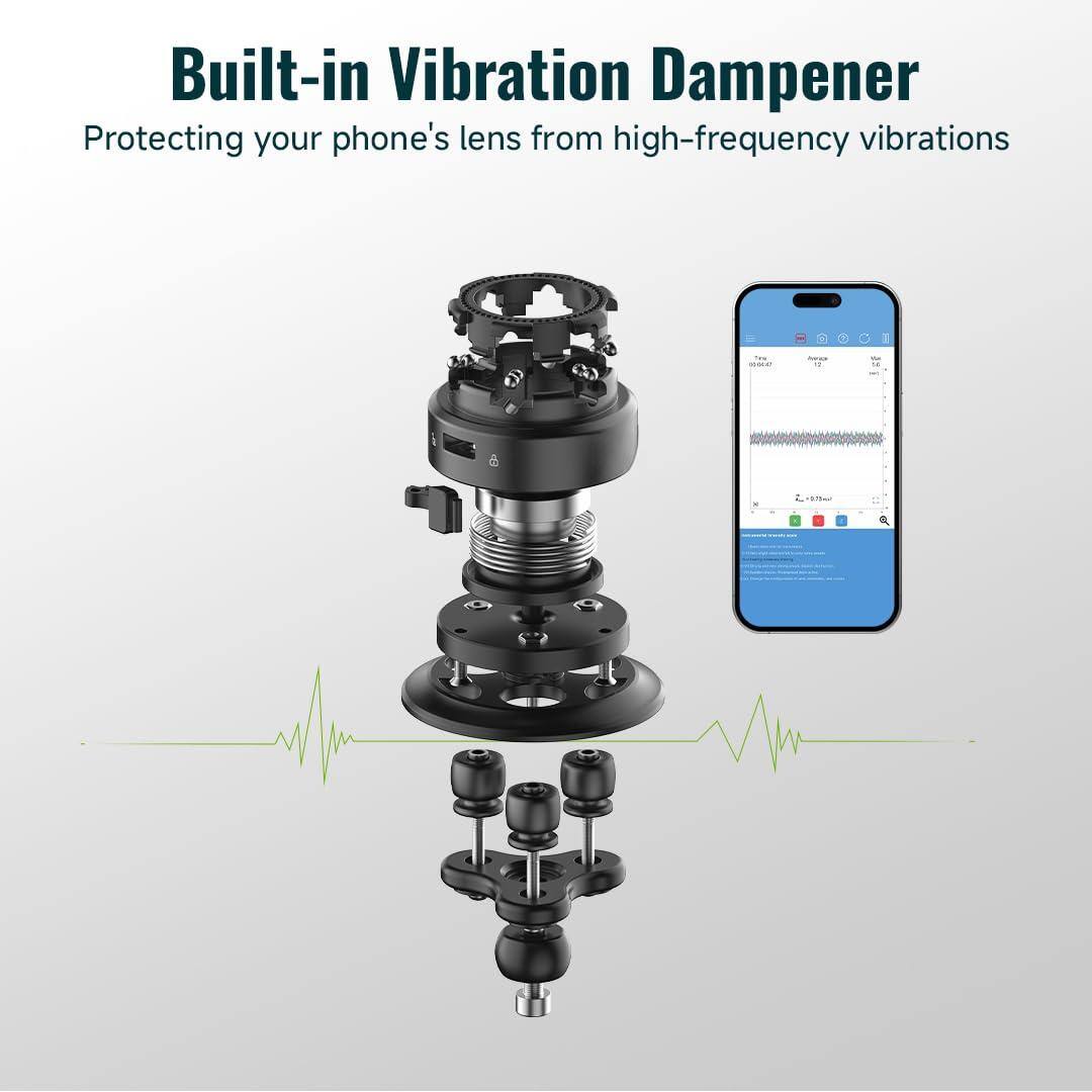 Built-in Vibration Dampener  
Protecting your phone's lens from high-frequency vibrations