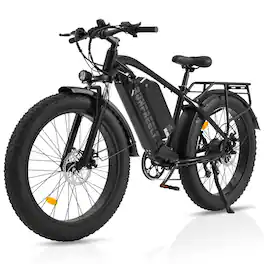 U-HOMY - 26" Fat Tire Electric Bike for Adults, 3000W Motor, 48V Dual Battery, 7-Speed E-Mountain Bike - Black