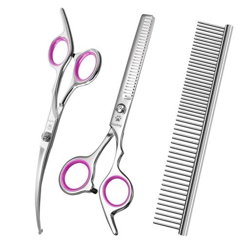 Front. Vulpecula Spade - Professional 4 in 1 Dog Grooming Scissors Set with Safety Round Tips, Sharp and Heavy-duty Pet Grooming Shears for Cats.