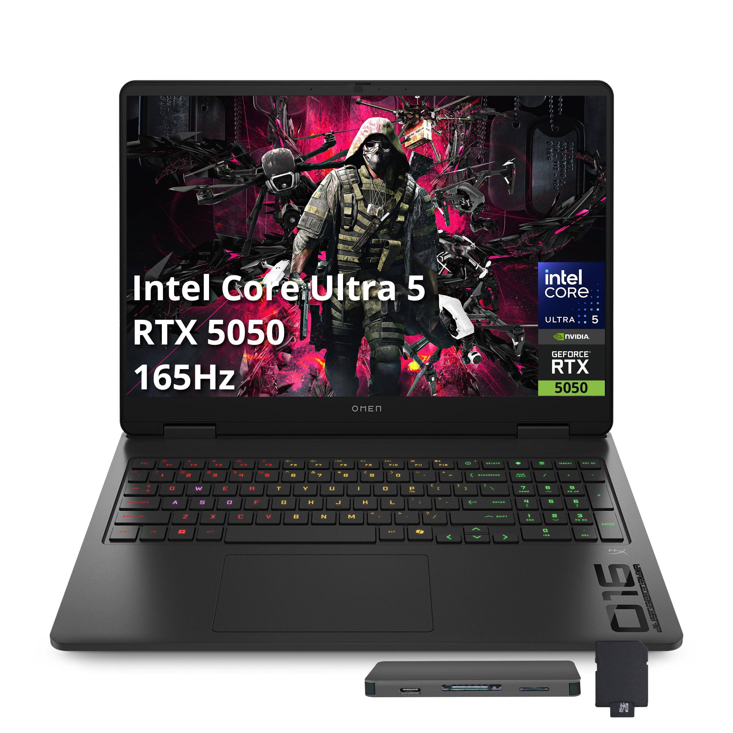 HP - OMEN 16" 2K Gaming Laptop,Intel Ultra 5 225H,GeForce RTX 5050,32GB RAM,2TB SSD+1TB Dock Station,Win 11 - Shadow Black