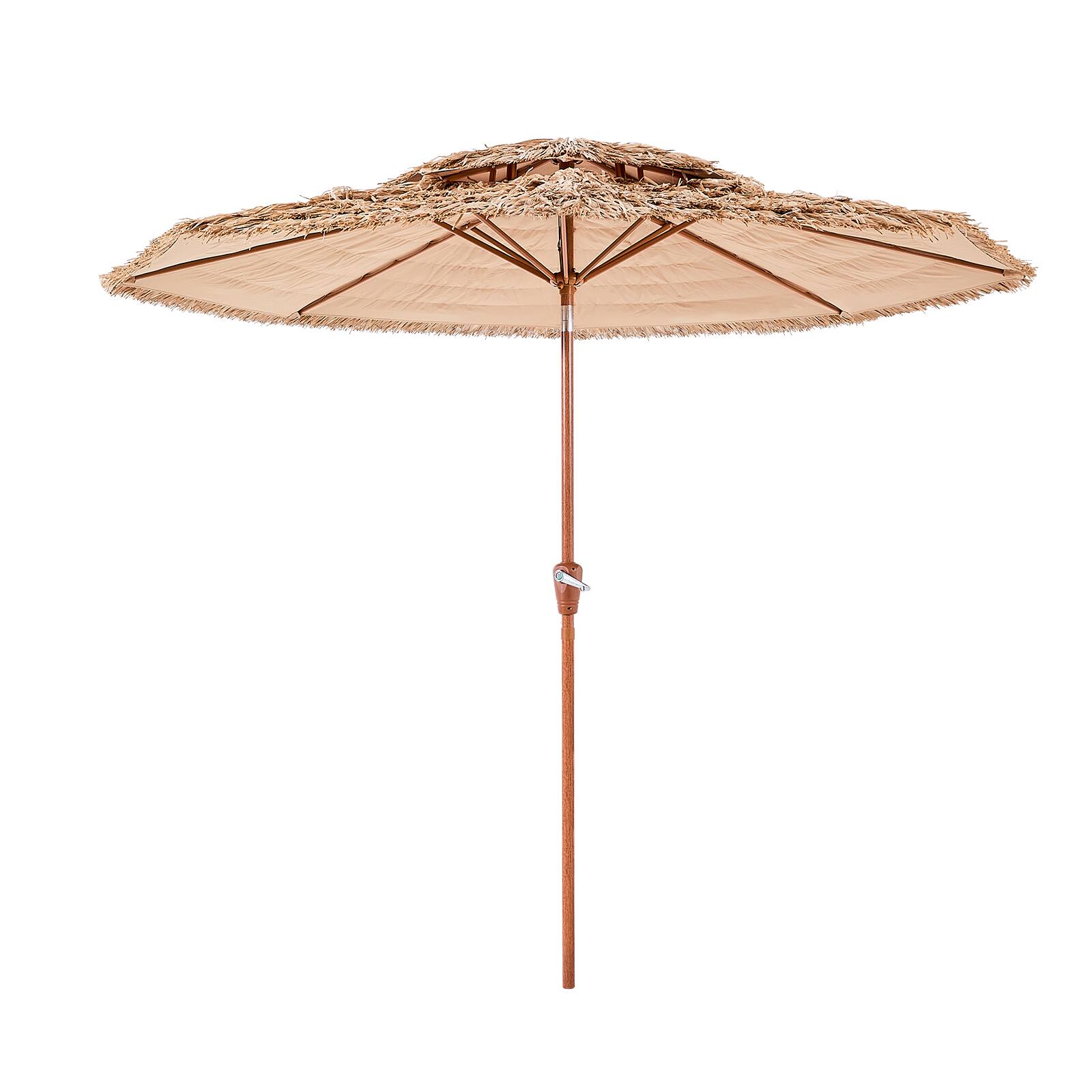 Alt View 5. VEVOR - Tiki Umbrella,9ft Thatched Patio Umbrella with Tilt,2-Tier Hawaiian Style Beach Parasol with PP Thatch and 8 Metal Ribs - Brown.