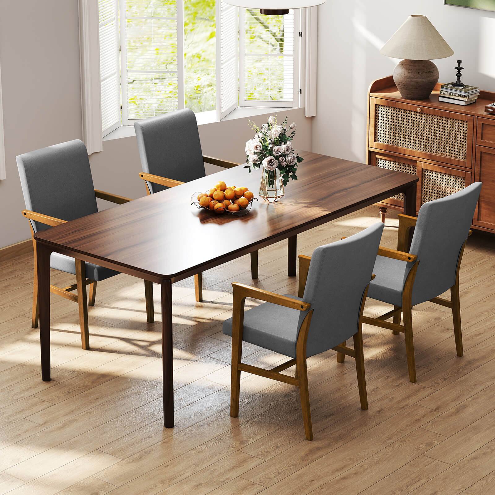 Alt View 5. Costway - Costway Mid-Century Modern Dining Chairs Set of 4 Upholstered Accent Chairs Armchairs - Gray.