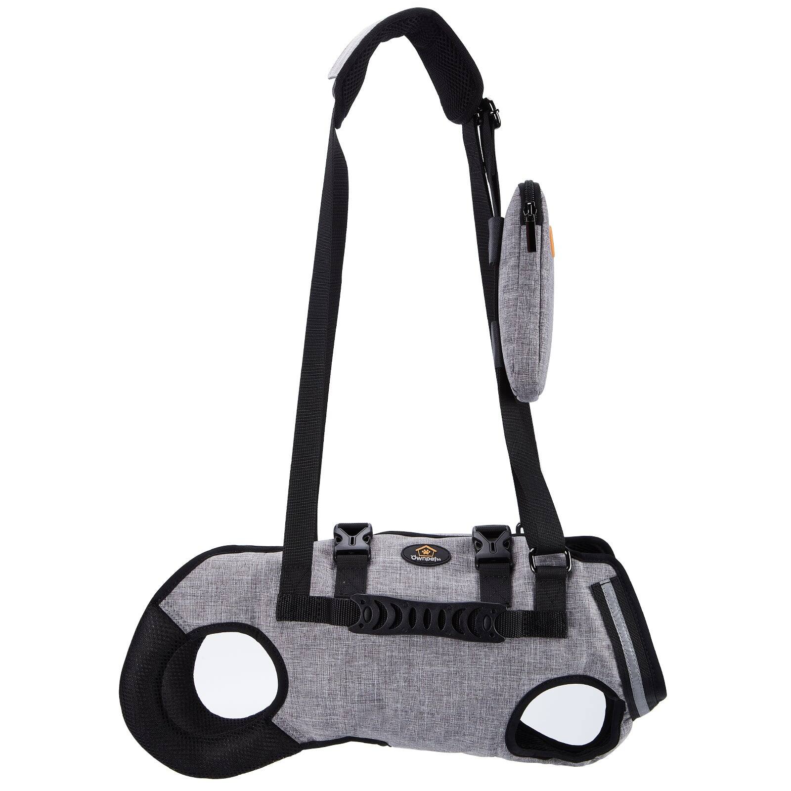 Front. Ownpets - Dog Sling Harness, Outdoor Sling Bag for Spine Protection, Size XL - Grey.