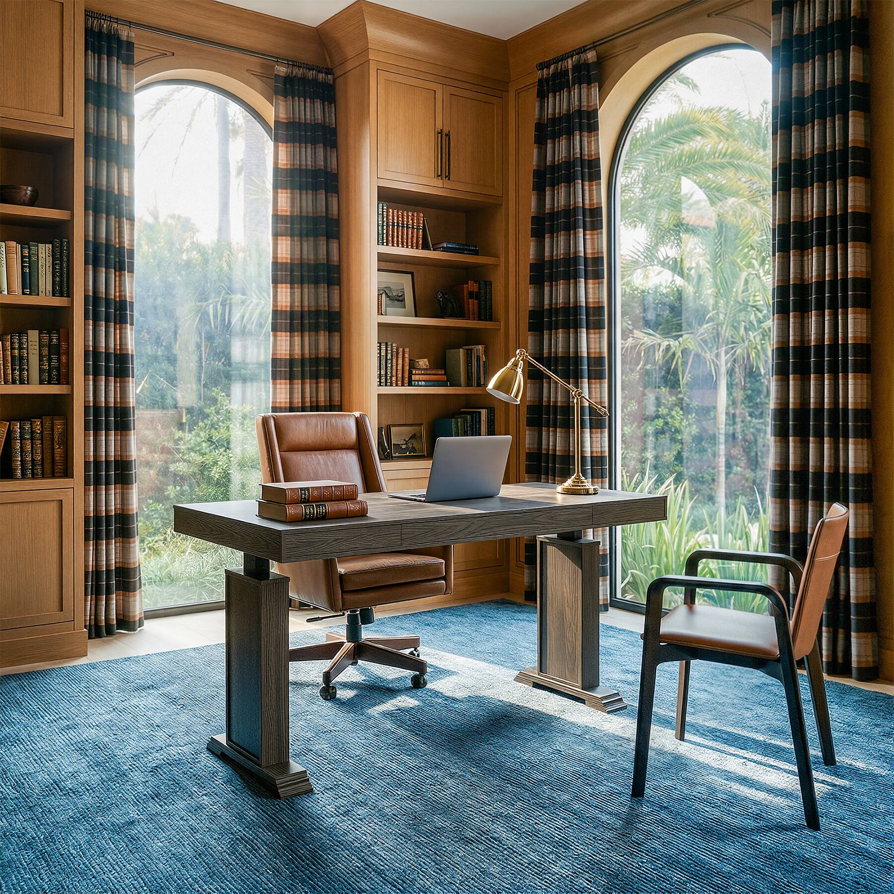 Alt View 1. Homsee - Elm Wood Electric Standing Desk - Adjustable Height Desk with Dual Motors for Home Office, Study, Workplace - Brown.