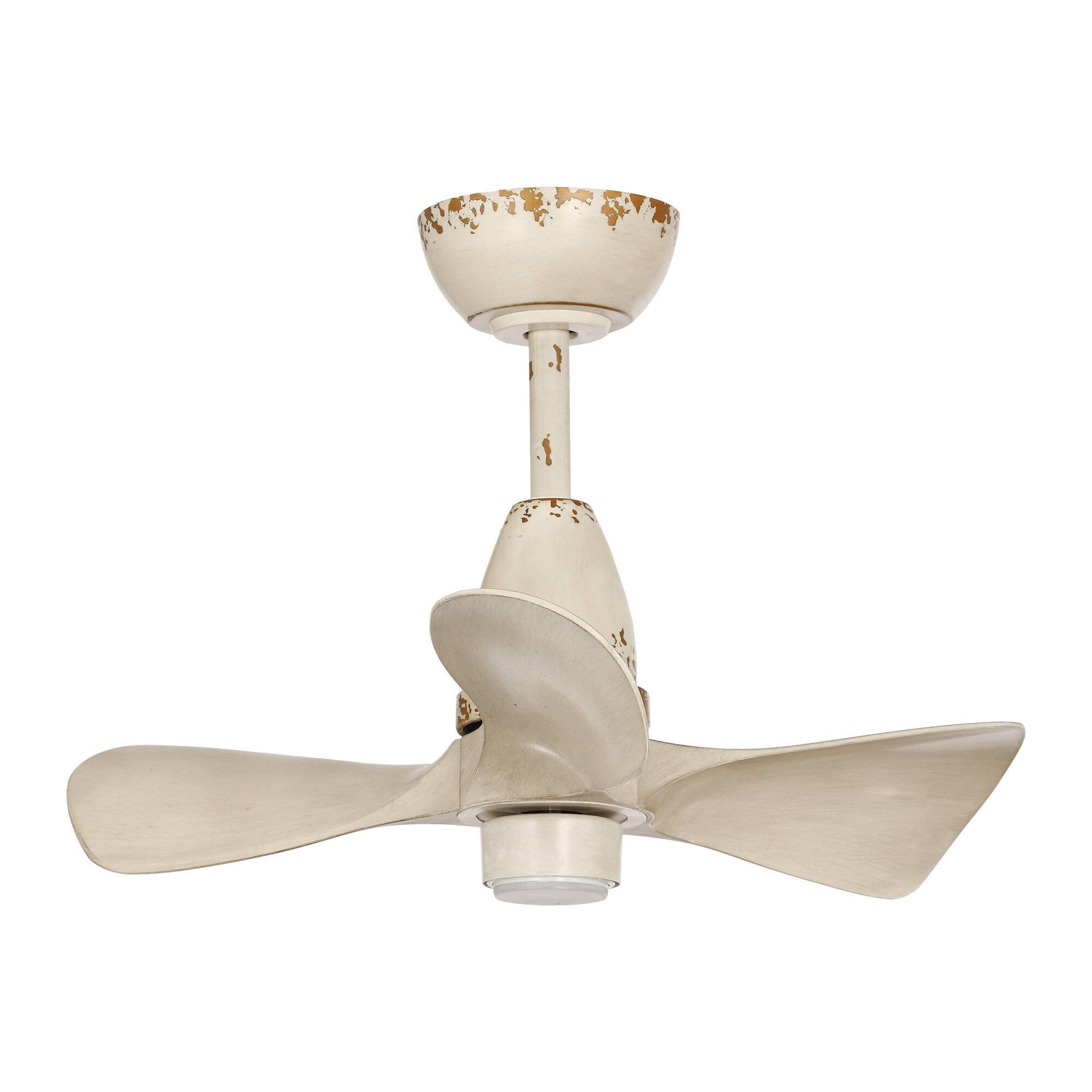 Alt View 1. Parrot Uncle - 28" Modern White Propoller LED Ceiling Fan with Remote Control - Beige.
