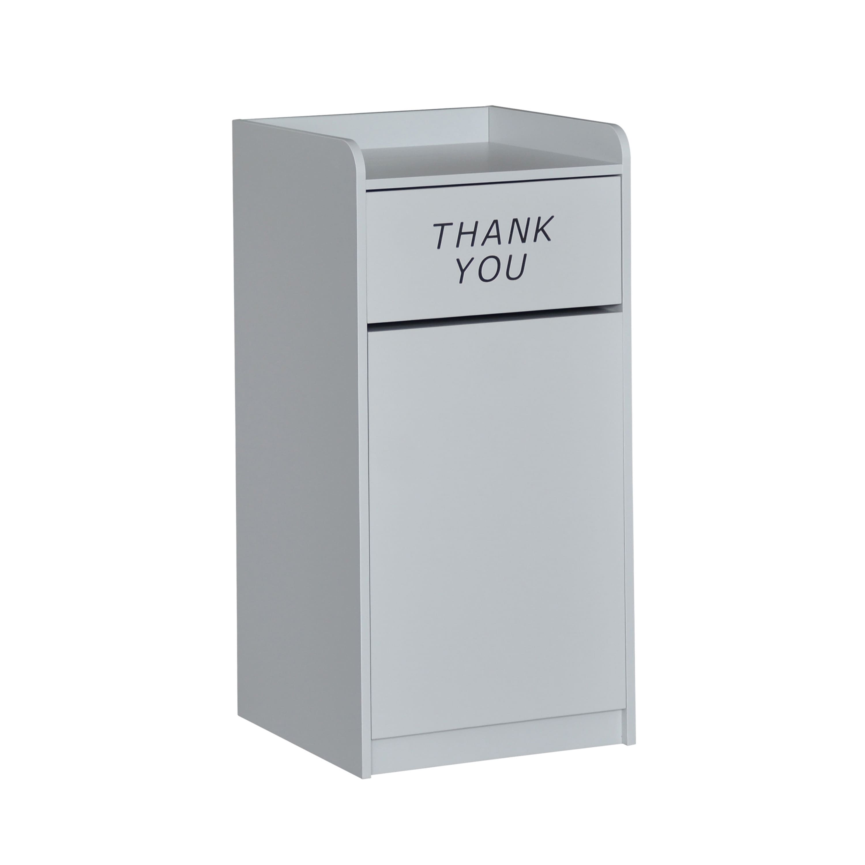 Emma + Oliver - Wood Tray Top "Thank You" Restaurant Food Court Receptacle - Gray