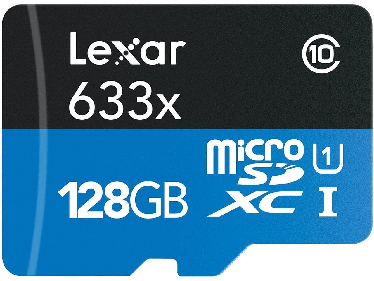 Lexar - 128GB High-Performance 633x microSDXC UHS-I/U1 Class 10 Memory Card w/ SD Adapter (LSDMI128BBNL633A)