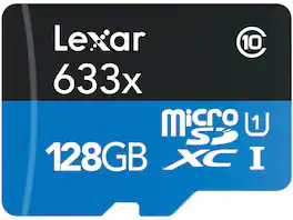 Lexar - 128GB High-Performance 633x microSDXC UHS-I/U1 Class 10 Memory Card w/ SD Adapter (LSDMI128BBNL633A)