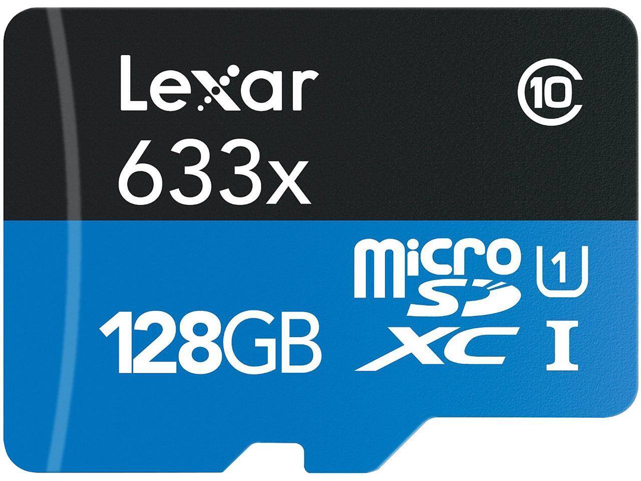 Lexar - 128GB High-Performance 633x microSDXC UHS-I/U1 Class 10 Memory Card w/ SD Adapter (LSDMI128BBNL633A)