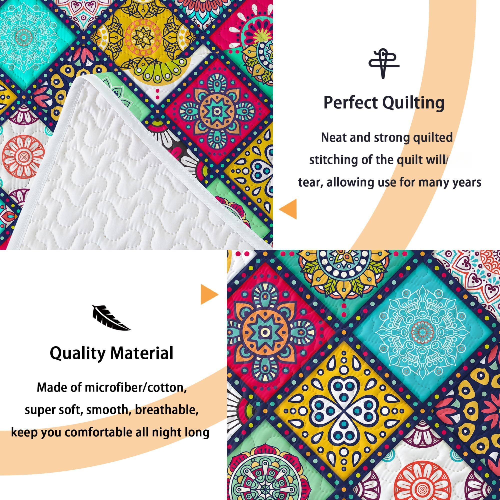 Perfect Quilting  
Neat and strong quilted stitching of the quilt will not tear, allowing use for many years  

Quality Material  
Made of microfiber/cotton, super soft, smooth, breathable, keep you comfortable all night long